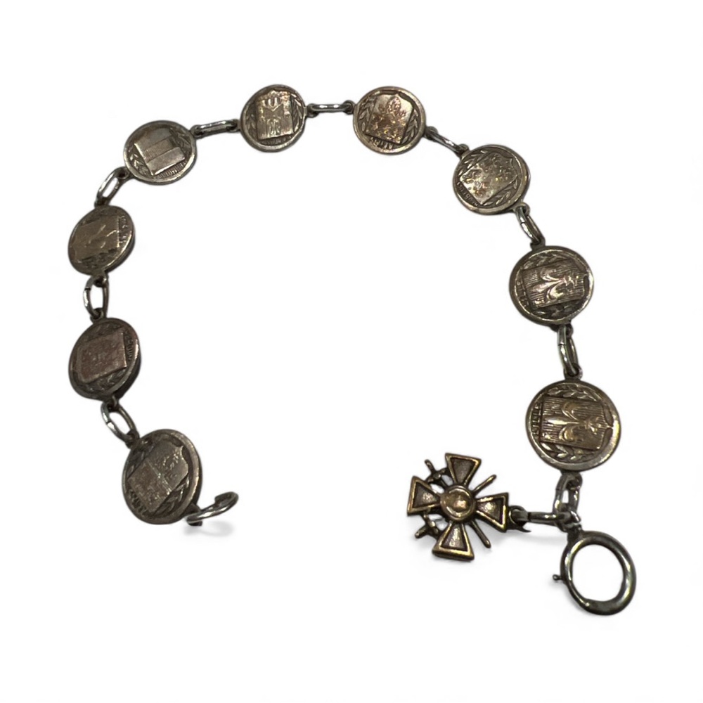 WWI French Croix De Guerre Sterling Bracelet Rare - Picture 1 of 8